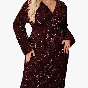 Long sleeve sequin mini dress
